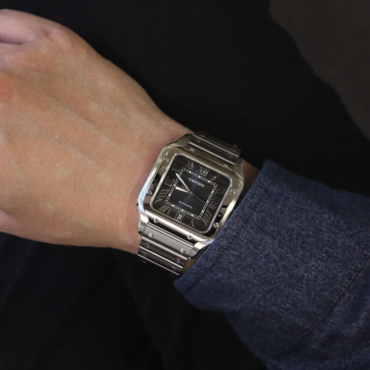 カルティエ サントス LM ref.WSSA0030 ブルー サイズ感　着用写真サンプル